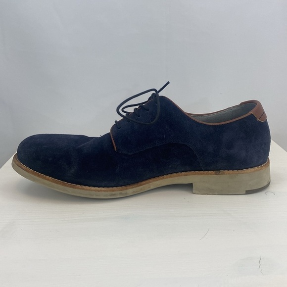Johnston & Murphy Blue Suede Oxford Shoes Sheepskin - Picture 3 of 12